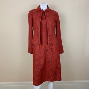 BCBG MaxAzria 2 Piece Red Wool Dress & Jacket Set